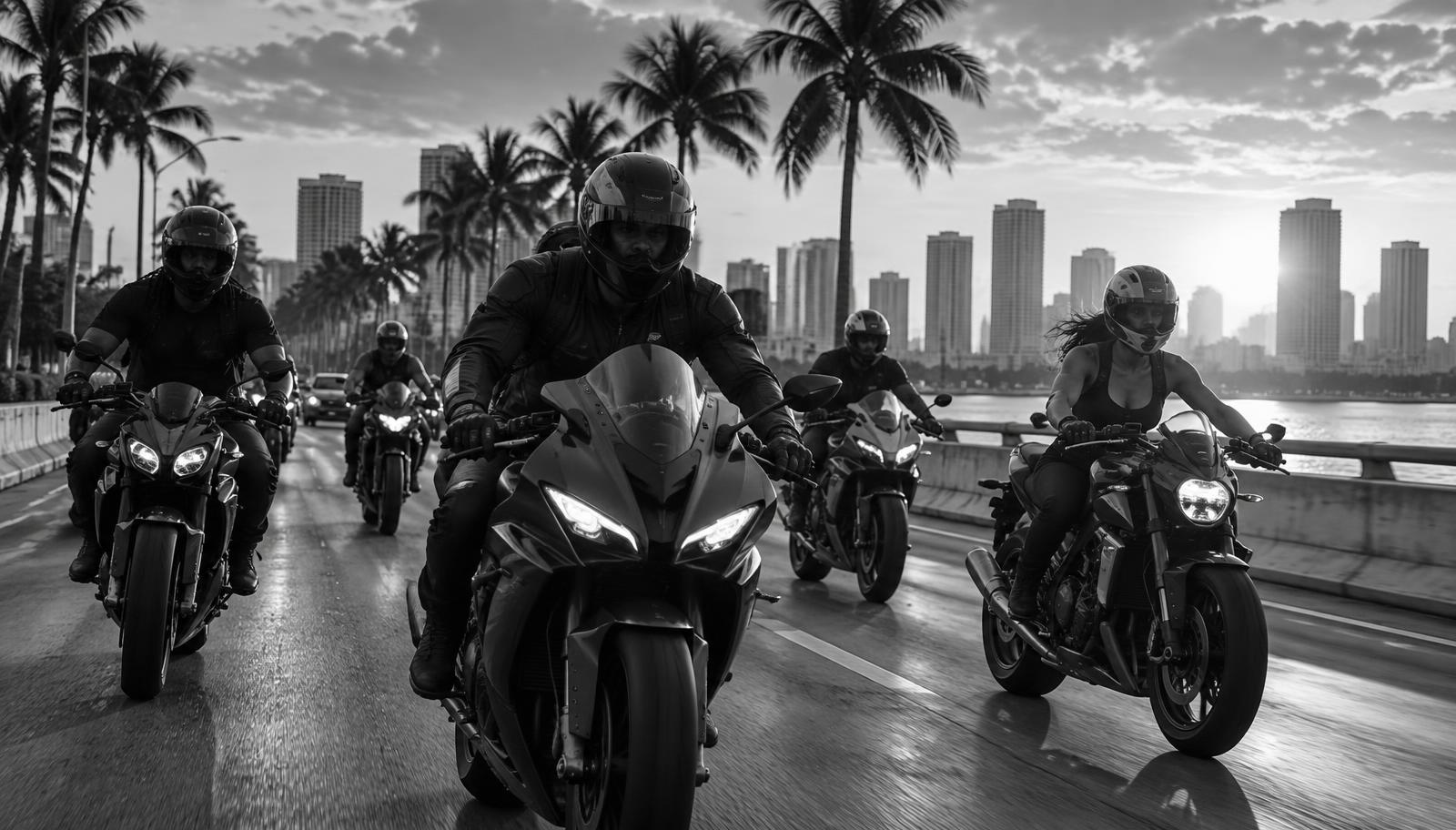 Ride comunitario de motos por Miami